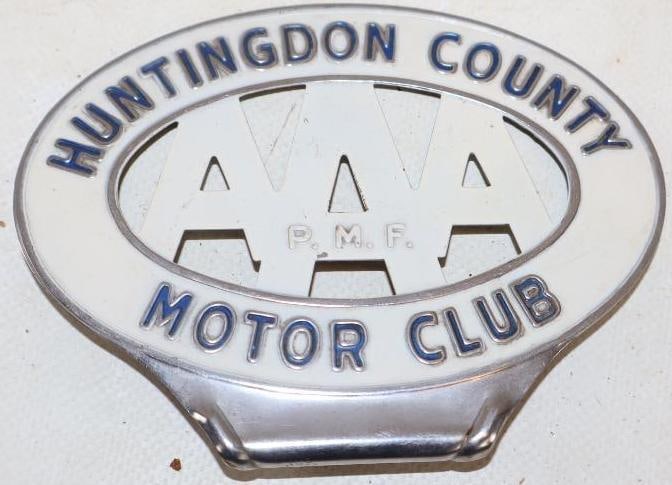 Die Cut AAA Embossed Huntingdon County Motor Club License Plate Topper (1 of 2)