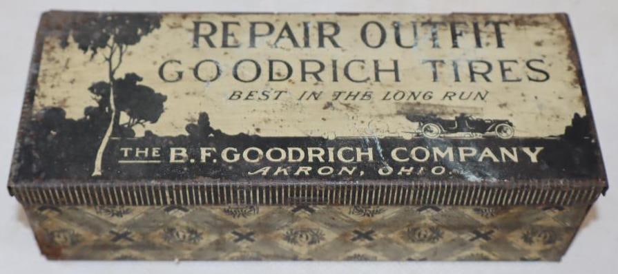 B.F. Goodrich Tires Repair Outfit Tin Advertising Box: 6.50" x 2.50" x 2"
