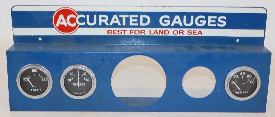 AC Accurate Gauges "Best For Land Or Sea" Countertop Display: missing 2 gauges measures 16.50" x 6.50" x 1.50"