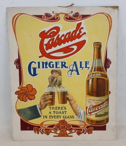 NOS Cascade Ginger Ale Heavy Card Stock Single Sided Sign: 11" x 14"