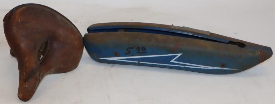 Group of 2 Early Bicycle Seat And Tank (1 of 2)
