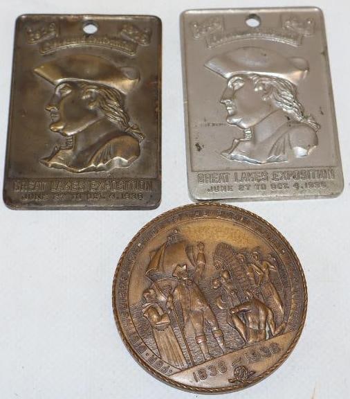 Group of 3 1936 Great Lakes Exposition Cleveland Advertising Paper Weights (1 of 2)