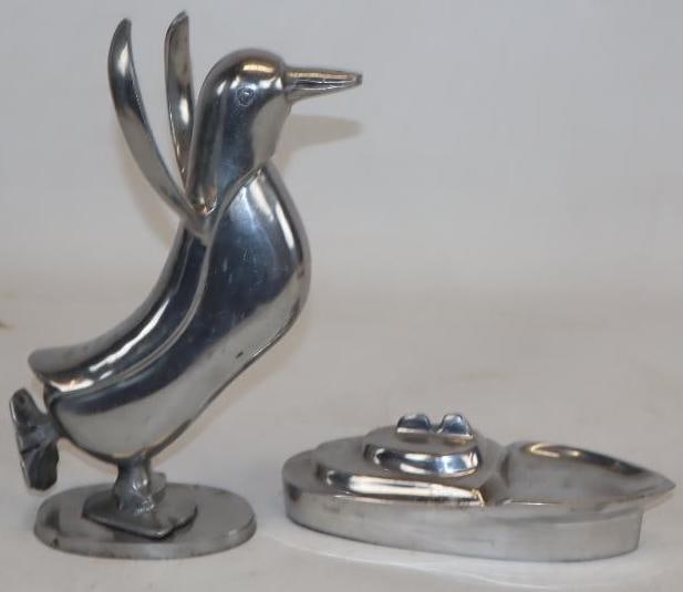 Group of 2 Aluminum Art Deco Penguin and Boat Figures (1 of 3)