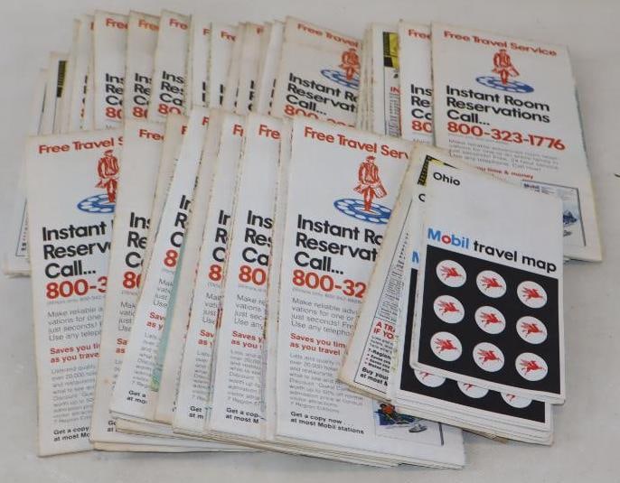 Group of 48 Mobil Gas Station Advertising Maps: 9" x 4" is the largest