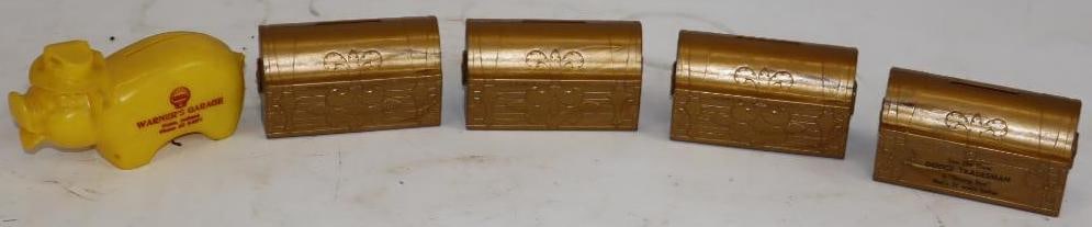 Group of 5 Dodge Tradesmen And Shell Oil Plastic Coin Banks (1 of 4)