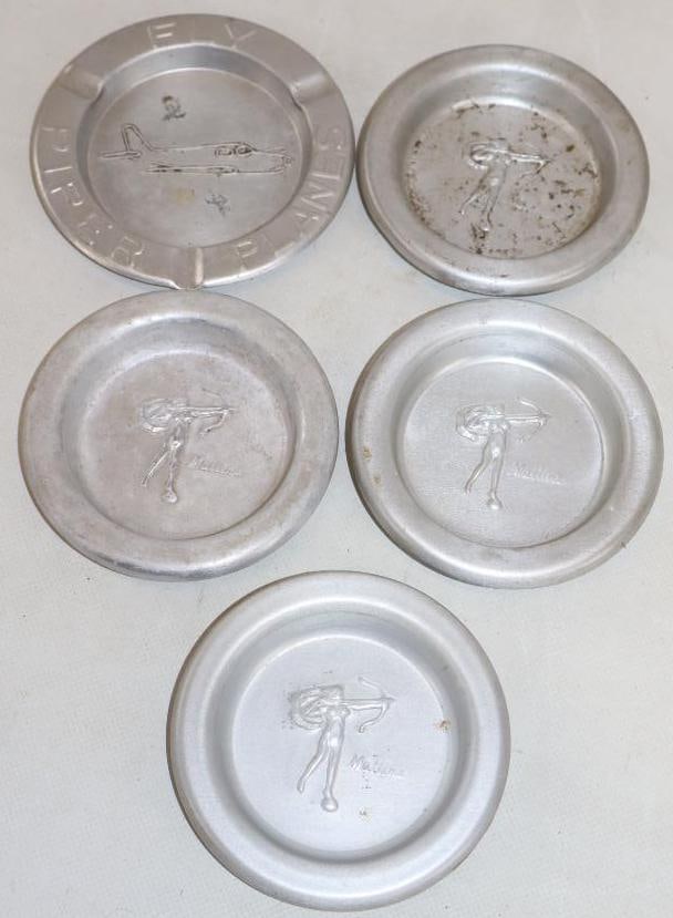 Group of 5 Mullins And Piper Airplanes Advertising Ash Trays: 4.50" x 4.50" x .50" is largest