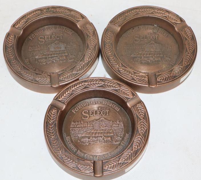 Group of 3 Winston Select Brass Embossed Ash Trays (1 of 2)