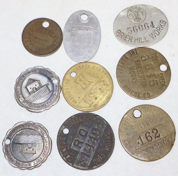 Group of 9 Brier Hill, Harrisburg, Babcock And Wilcock, Carnegie And Fort Pitt Bridge Works Steel: largest is 1.50" x 1.50"