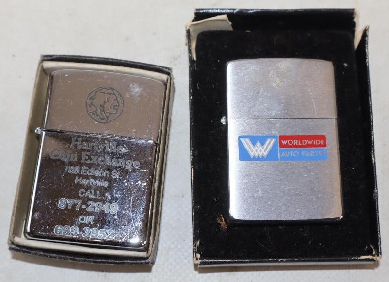Group of 2 Zippo And Zippo Style Advertising Lighters In Original Boxes (1 of 2)