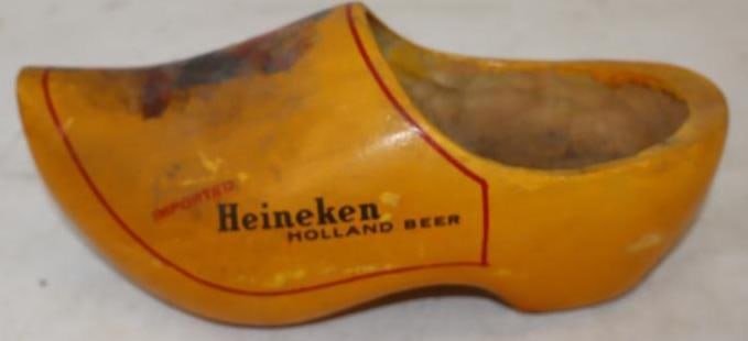 Heineken Wooden Carved Advertising Clog Shoe: 8.50" x 3.50" x 3"