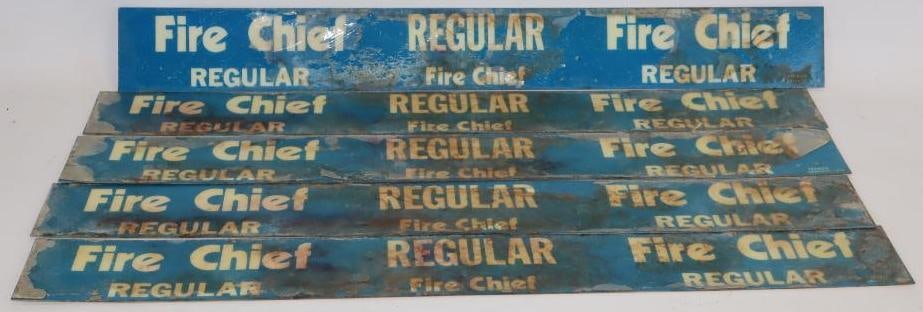 Group of 5 Texaco Fire Chief Regular Gas Pump Advertising Signs: Dated 7/79. 34" x 4" each