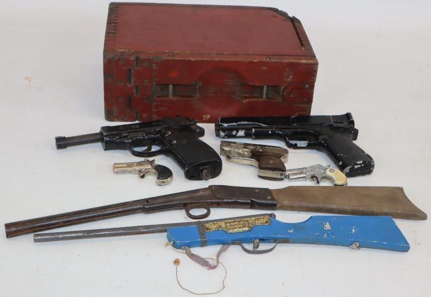 Group of 8 Toy Guns, Pellet Guns, and WWI Ammo Box (1 of 3)