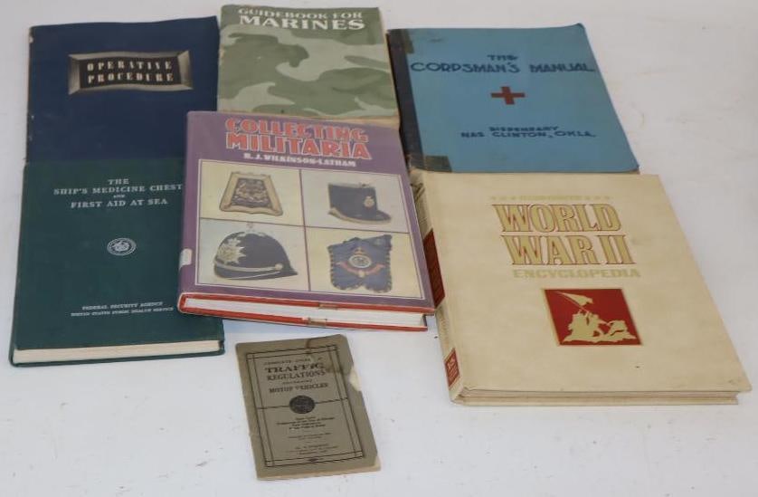 Group of 7 Military Collecting Books, Corpsman's Manual, 1943 Johnson & Johnson Operative Procedure (1 of 6)