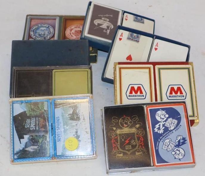 Group of 8 Double Deck Groups of Playing Cards: 5" x 3.50" x .75" each