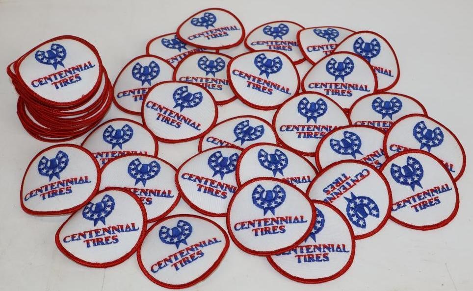 Group of 62 Centennial Tire Shirt Patches: 3" x 3" each