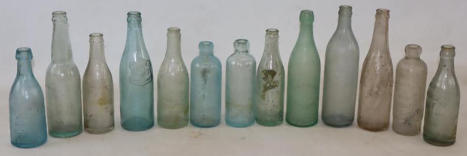 Group of 13 Early Embossed Glass Bottles (1 of 6)