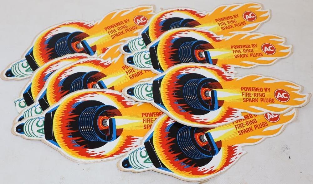 Group of 9 AC Spark Plug Powered By Fire Ring Graphic Stickers (1 of 2)