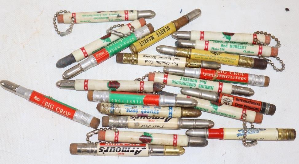 Group of 20 1950's Advertising Pencils: 4" x 4"x .50" each