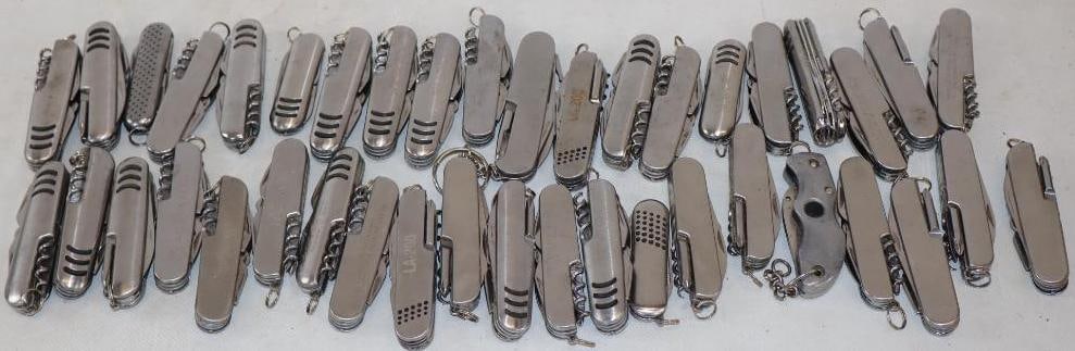Group of 41 Swiss Army Style Silver Advertising Pocket Knives (1 of 3)