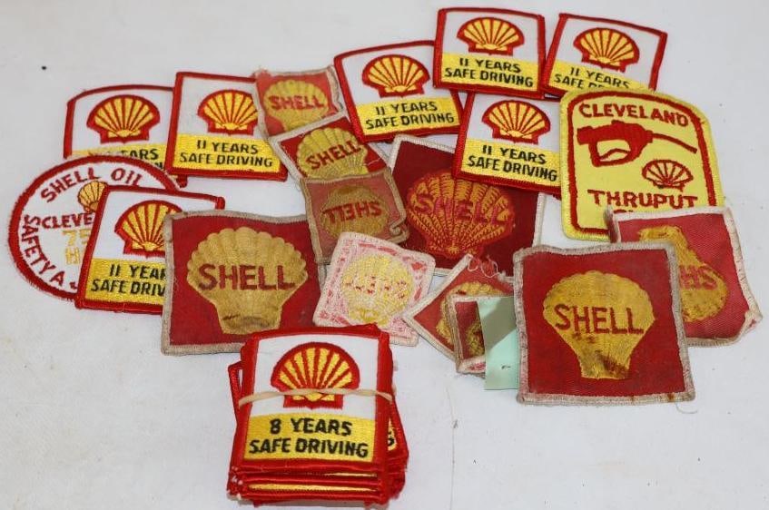Group of 33 Shell Gas Station Shirt Patches: largest is 3" x 3"