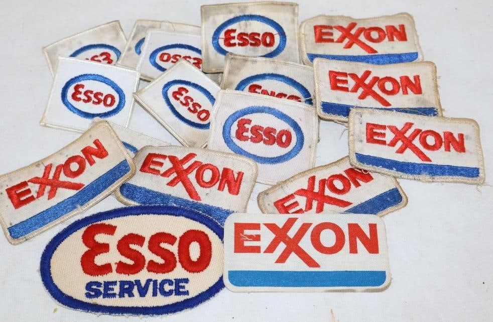 Group of 17 Esso And Exxon Gas Station Patches: largest is 4.50" x 2.50"