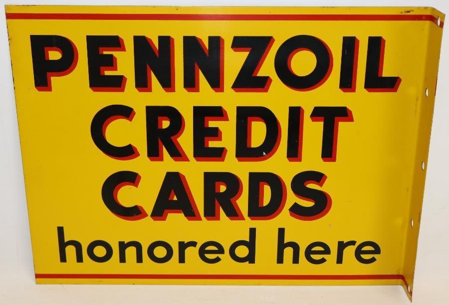 Pennzoil Credit Cards Honored Here DST Flange Sign (1 of 9)