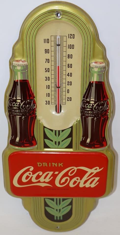 Art Deco Styled Coca Cola Embossed SST Thermometer (1 of 7)