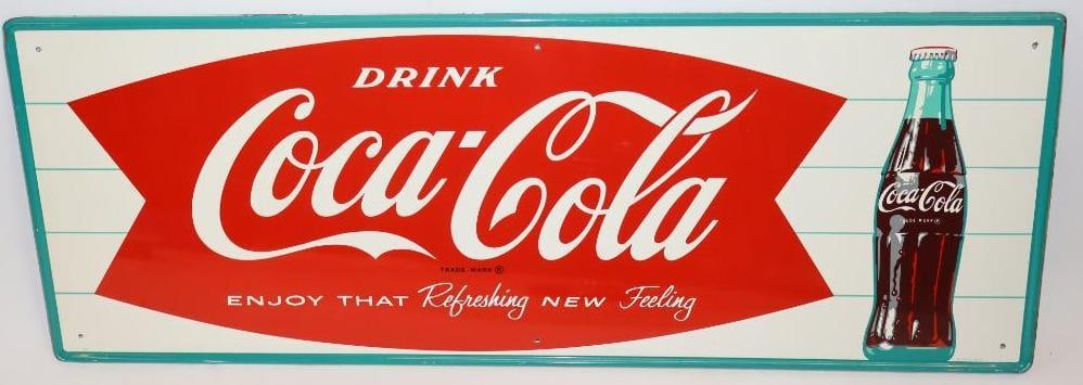 Drink Coca-Cola "Enjoy That Refreshing New Feeling" SST Horizontal Fishtail Sign (1 of 7)