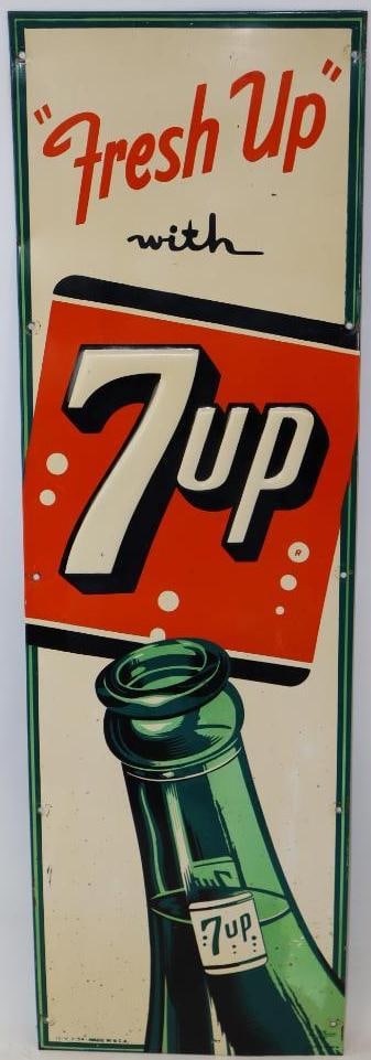 "Fresh Up with 7up" Vertical SST Advertising Sign (1 of 8)