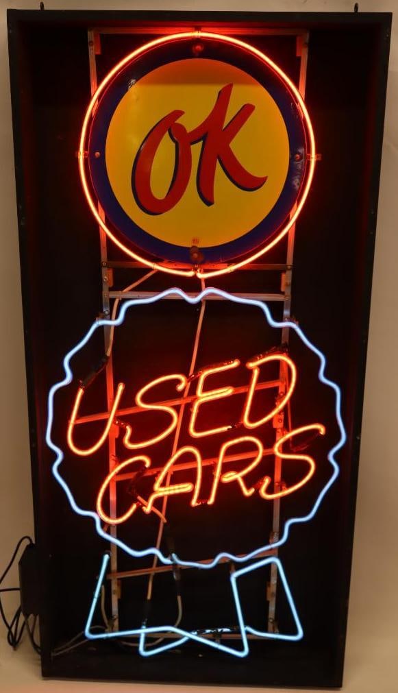Chevrolet Ok Used Cars Porcelain Neon Sign (1 of 8)