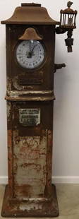 1931 Erie Model 753 LP Clockface Gas Pump: This Erie clockface gas pump has a nice patina look with very straight and solid panels and some original paint remaining. It has the original visi-gauge but it is missing the glass cylinder. One side
