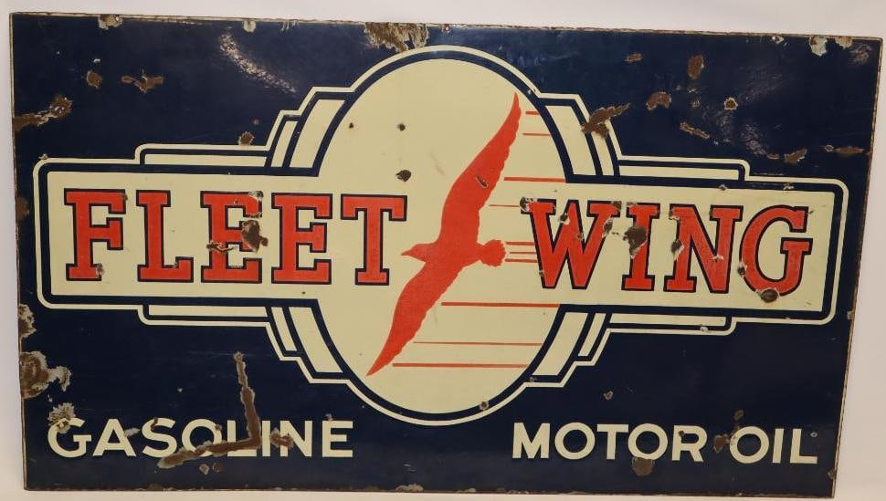 Fleetwing Gasoline and Motor Oil Porcelain Station Sign (1 of 12)