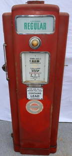 Wayne Model 70 Four Ad Glass Gas Pump: This is an excellent original paint pump, with the NC Power pump decals still visible. It has three original power ad glass panels and one Cities Service ad glass panel. It is a very solid and straigh