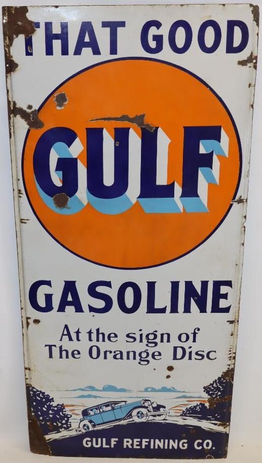That Good Gulf Gasoline SSP Porcelain Roadside Lighthouse Sign (1 of 9)