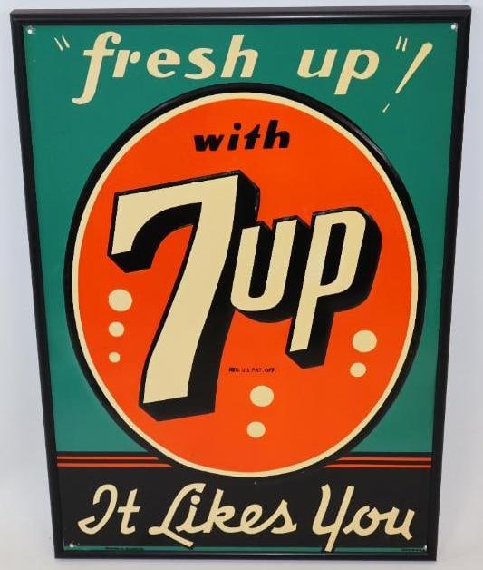 "Fresh Up" with 7-Up Embossed SST Sign (1 of 6)