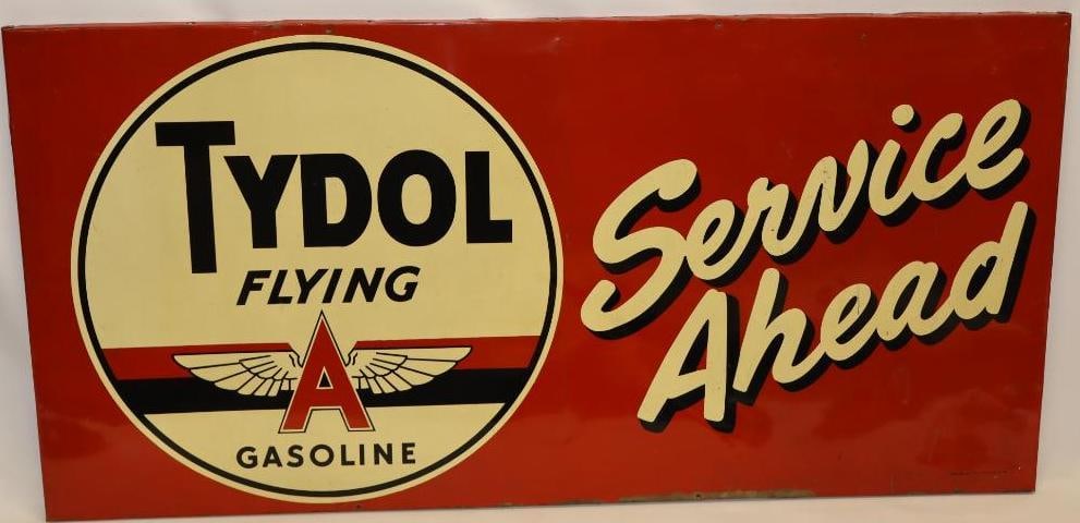Tydol Flying A Gasoline Service Ahead SST Roadside Sign (1 of 9)