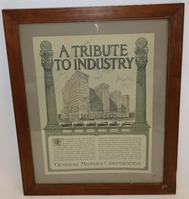 1922 General Motors Corporation "A Tribute to Industry" Framed Advertising Poster (1 of 7)
