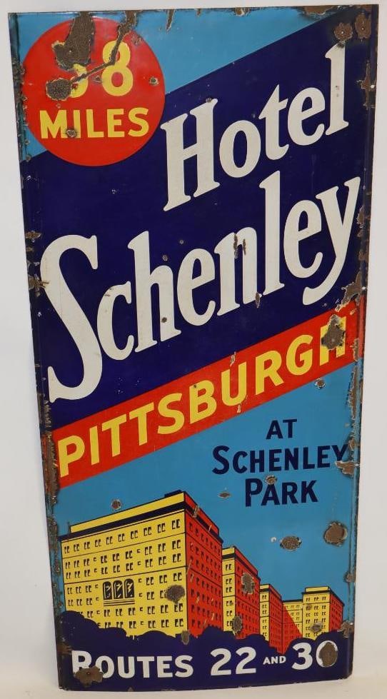 Hotel Schenley of Pittsburgh PA SSP Porcelain Roadside Lighthouse Sign (1 of 9)