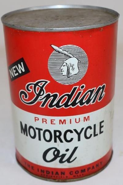New Indian Premium Motorcycle Full Metal 1 Quart Motor Oil Can (1 of 8)