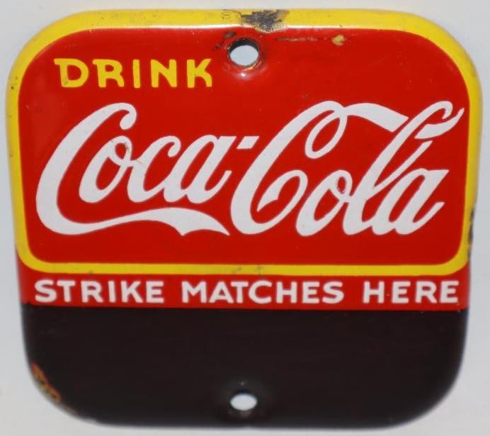 Drink Coca-Cola Porcelain Match Strike Sign (1 of 3)