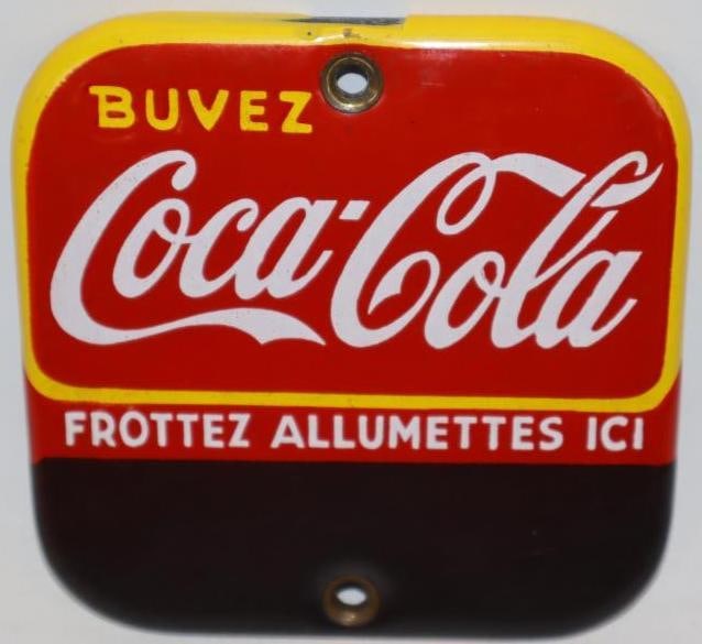 Drink Coca-Cola Porcelain Match Strike French Sign (1 of 3)
