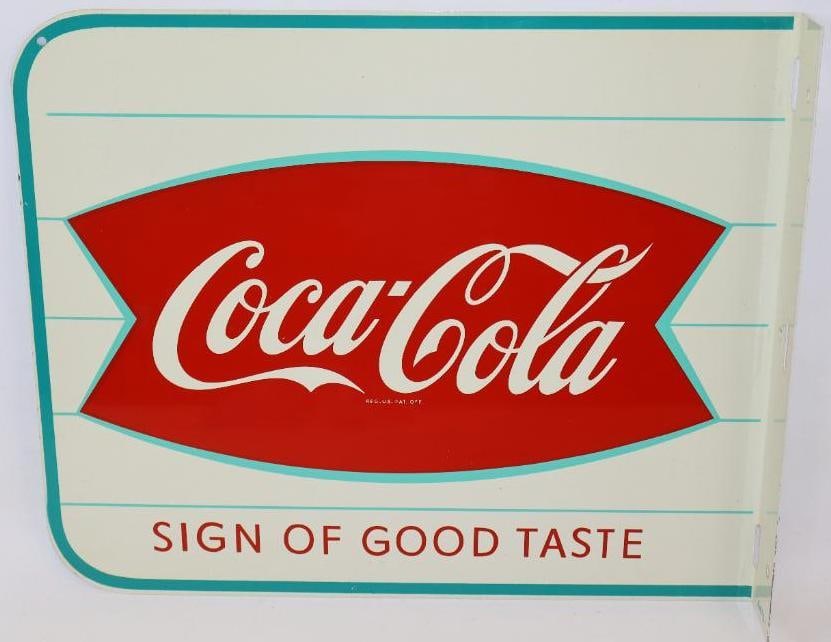 Coca-Cola "Sign of Good Taste" Fishtail DST Flange Sign (1 of 11)