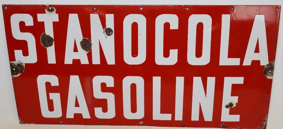 Standard Oil of Louisiana Stanocola Gasoline SSP Porcelain Sign (1 of 6)