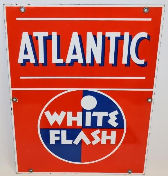 Atlantic White Flash SSP Porcelain Pump Plate Sign (1 of 4)