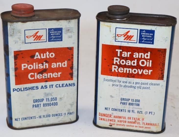 Group of 2 American Motors Auto Polish and Tar Remover Advertising Cans (1 of 2)