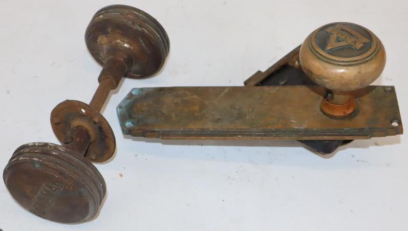 Group of 2 YWCA and Stillman Brass Embossed Doorknobs (1 of 3)