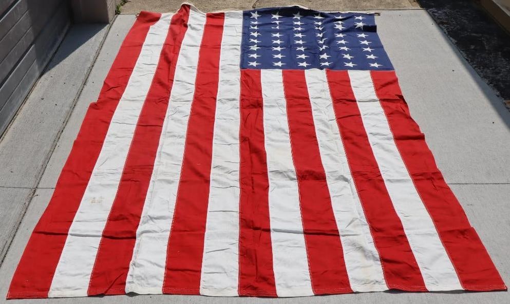 Group of 4 Hand Stitched 48 Star and 50 Star American Flags and Patriotic Banner (1 of 5)