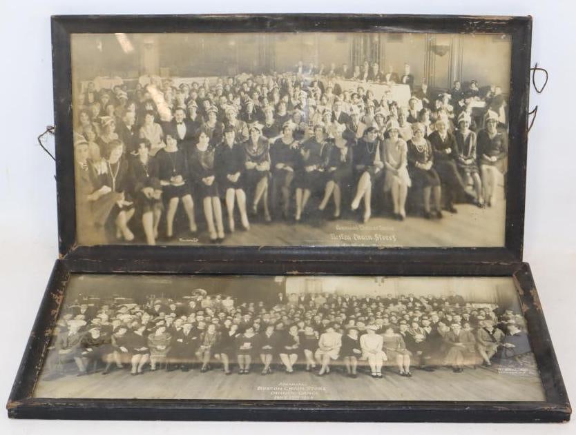 Group of 2 1920's Boston Chain Store Annual Dinner Photos: Largest is 20" x 11"