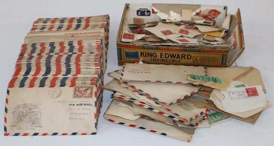 Large Group of 1, 2, 3, and 6 Cent Used Stamps: Largest Envelope is 6.5" x 3.5"