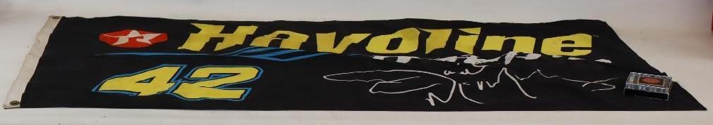 Group of 2 Texaco Havoline #42 Race Flag and Advertising Paperweight: Largest 30" x 60"